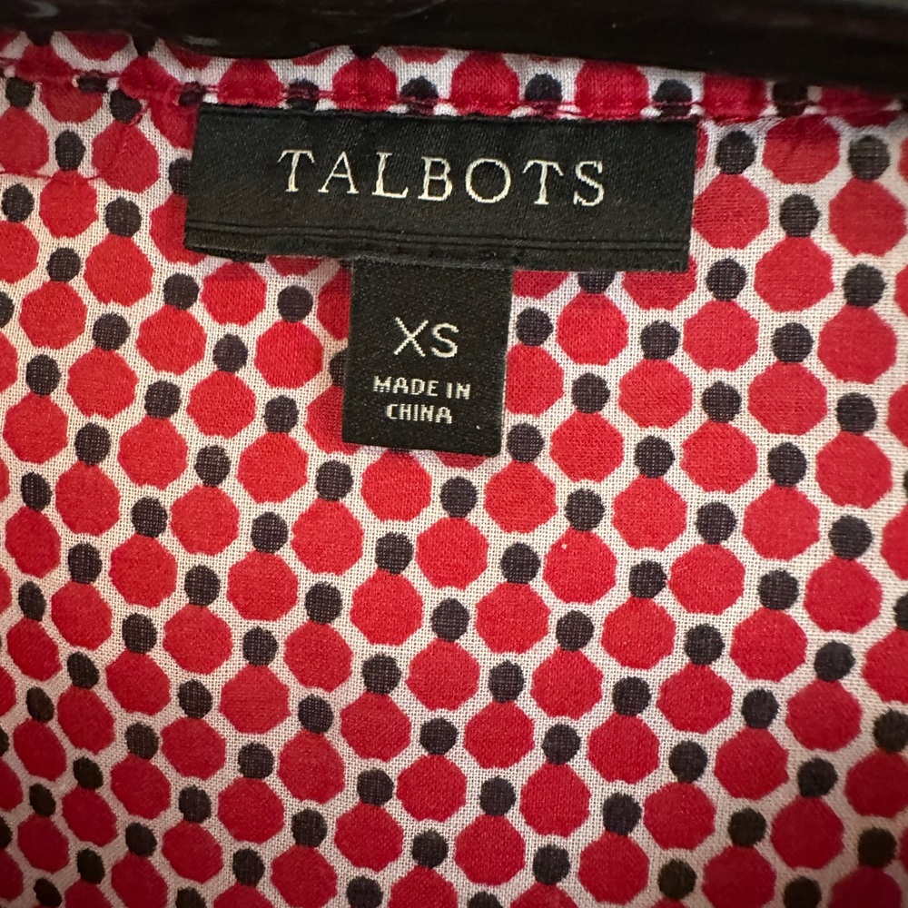 Talbots Red and Navy Geometric Patterned Tunic Top - Size XS - Picture 4 of 9